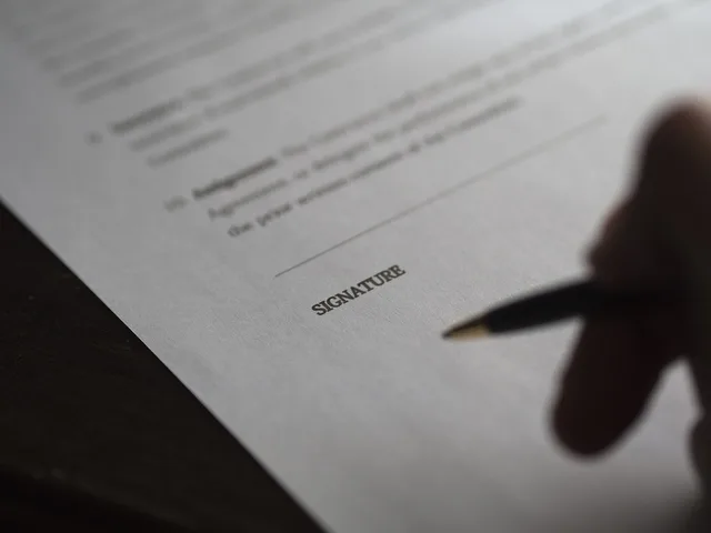 business, signature, contract, deal, paperwork, hand, ready, to write, ok, signature, signature, signature, signature, signature, contract, contract, paperwork. Six things to read in a landing page software contract before signing